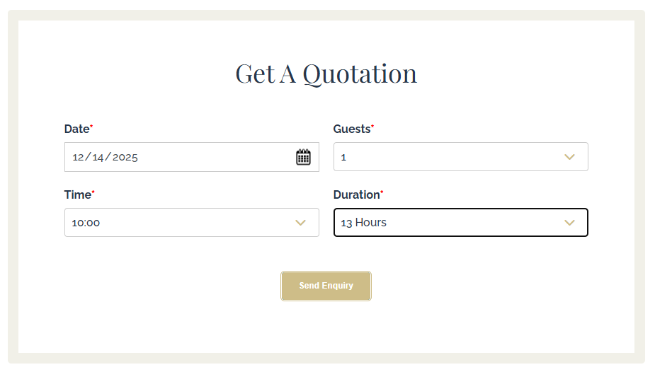 booking form custom built without any plugin on wordpress
